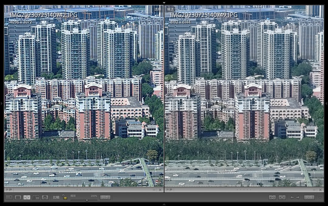 左:1200万像素样张放大;右:5000万像素样张放大