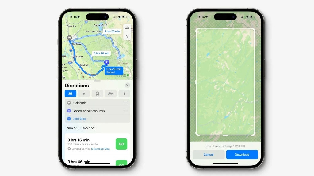 iOS 17 苹果地图，可提前建议用户在手机信号较差的地区下载离线导航