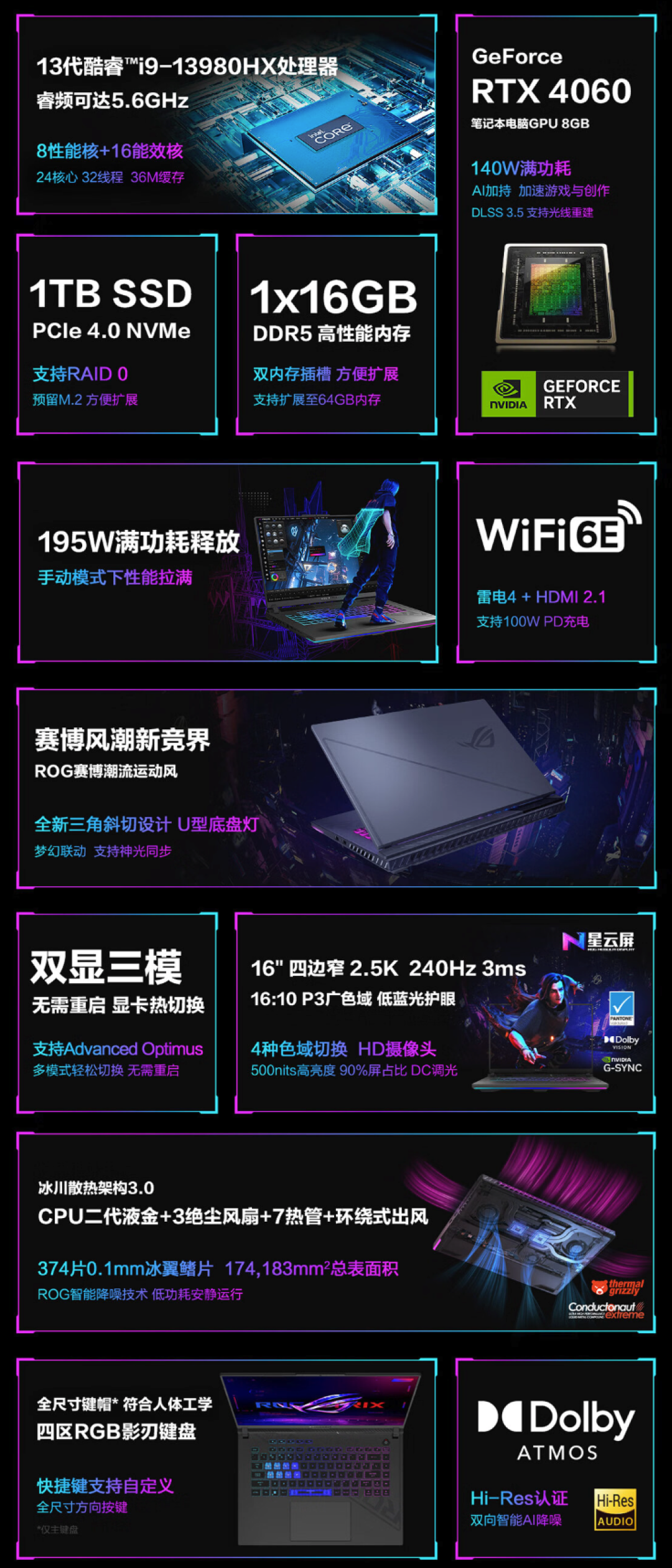 ROG 上架魔霸新锐 2024 游戏本：i9-13980HX+RTX4060、2.5K 240Hz 电竞屏