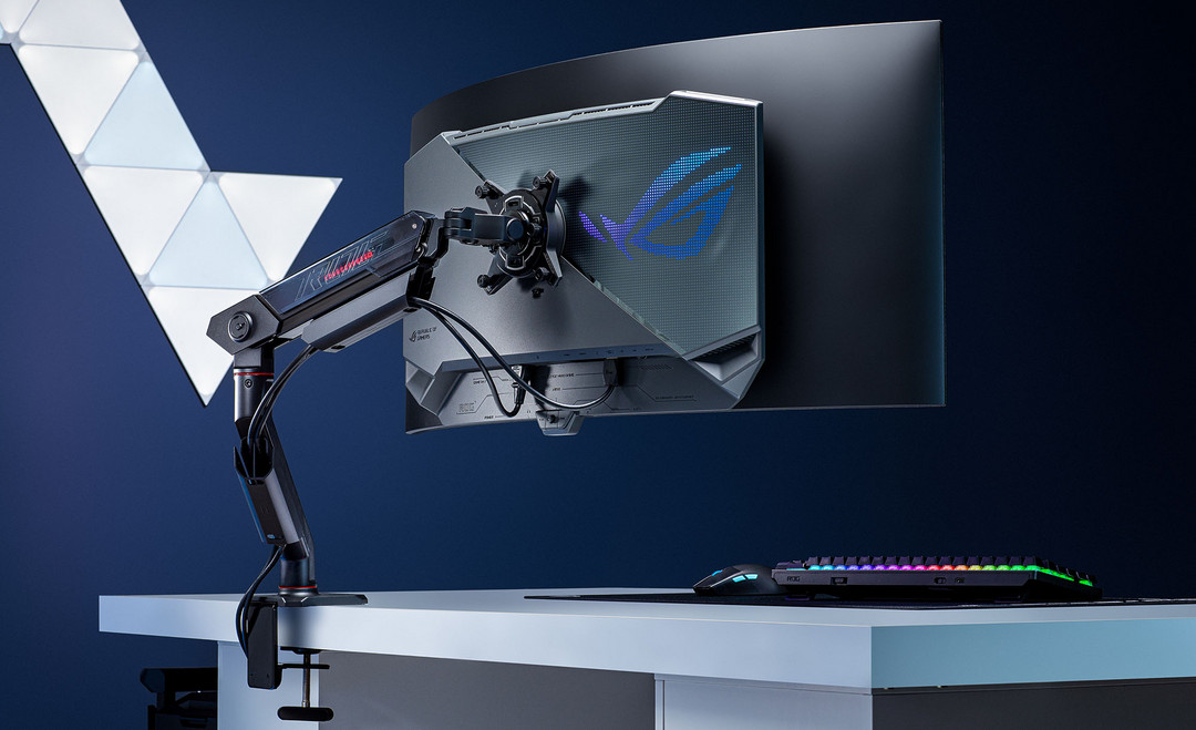 聚焦CES丨华硕还发布 ROG Ergo 擎天显示器支架、ROG Aura 神光显示器护眼壁挂灯