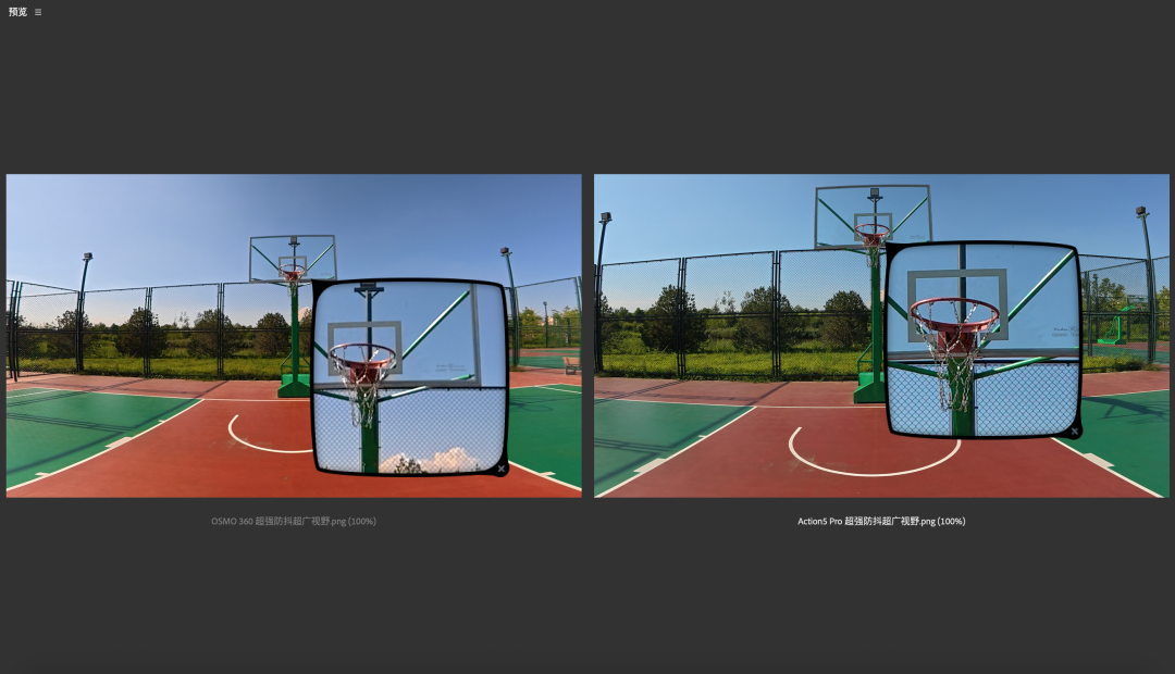 左:Osmo 360单镜头视频画质;右:Action 5 Pro视频画质
